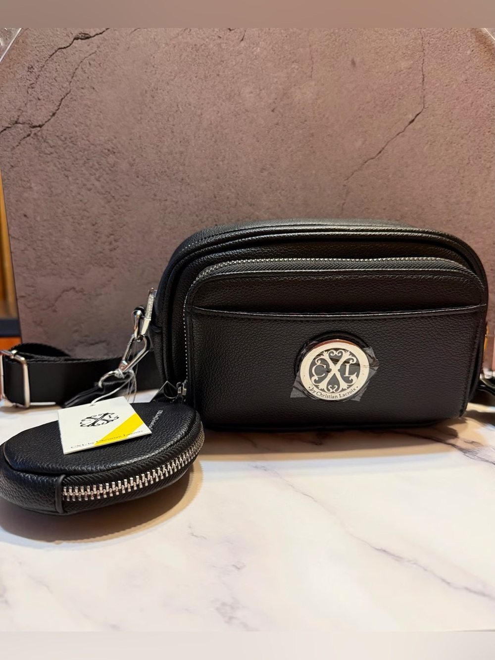 CXL by Christian Lacroix Eve Pebble Camera Bag w a detachable mini pouch